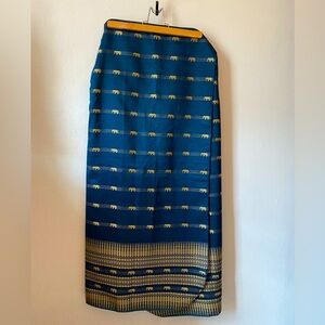 Elegant Blue and Gold Sari Wrap Skirt XS or fits Small